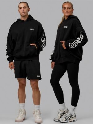 Unisex Millennium Hoodie Oversize - Black-Off White