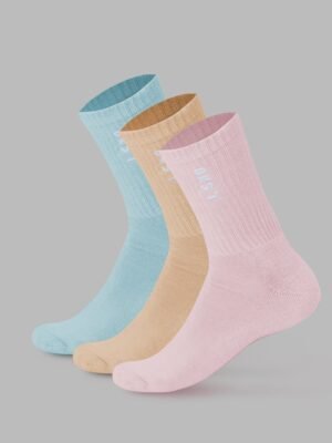 Signal 3 Pack Crew Socks - Pastel-Blue-Pink-Orange