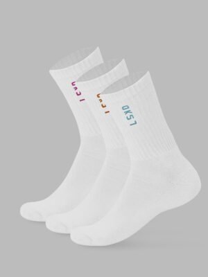 Signal 3 Pack Crew Socks - White-Turq-Tang-Pink